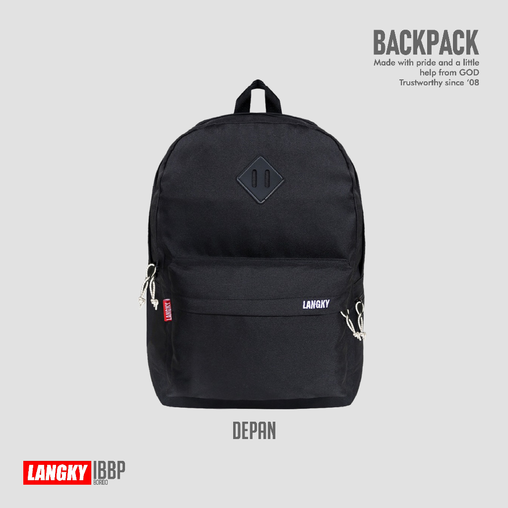 Tas Ransel Langky Backpack Sekolah Pria Wanita Hitam IBBP Bordo