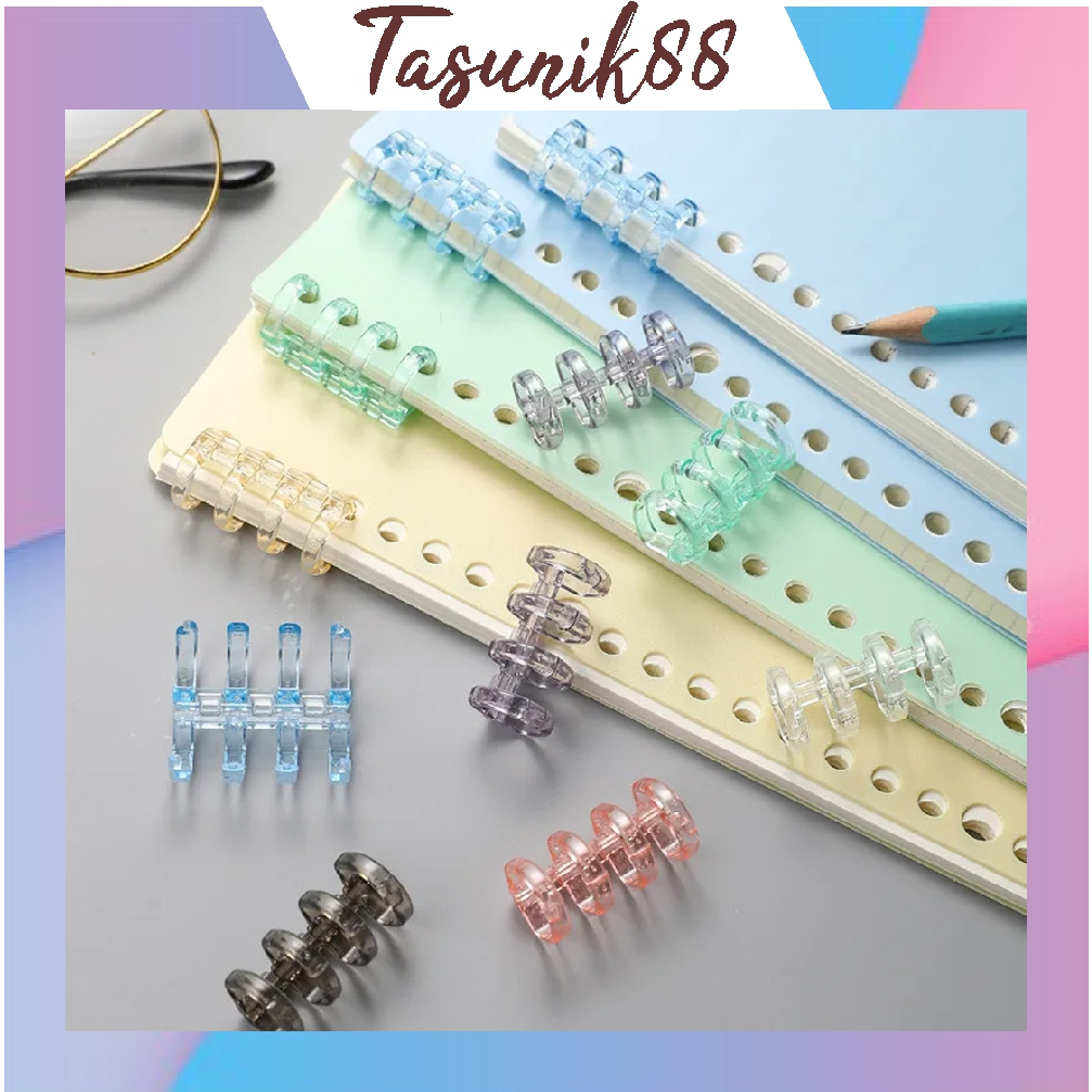 

⭐TasUnik88⭐ DIY Creative 4 holes Ring Binding Binder 360 derajat / Ring Binding 5 lubang warna Transparan S114