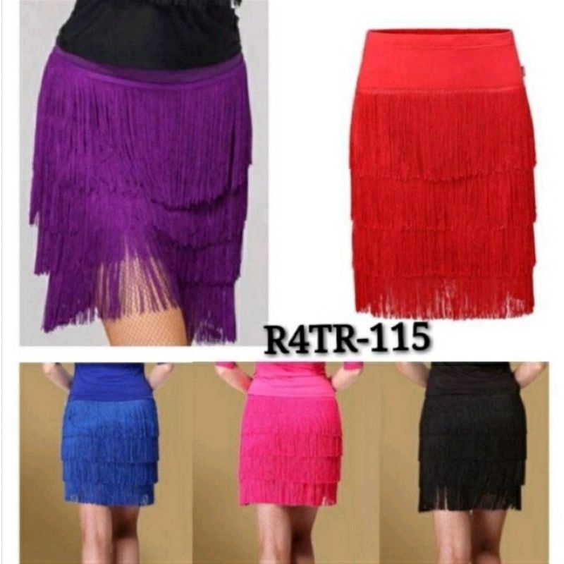 Rok Rumbai 4T (A) Rok Line Dance Belly Dance Belly Dance Salsa Latin Kostum Model Rata/Lurus Import 