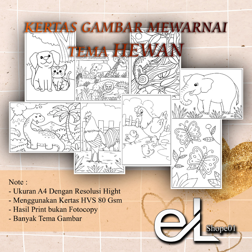 Kertas Gambar Mewarnai Tema HEWAN