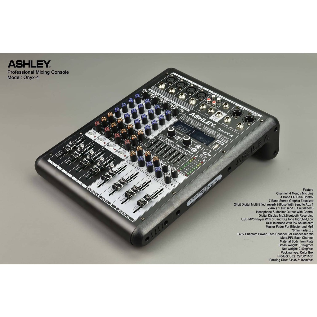 mixer 4 channel mixer ashley onyx4 mixer bluetooth equaliser soudcard original garansi.
