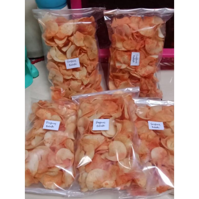 

KERIPIK SINGKONG BALADO KEMASAN 5000