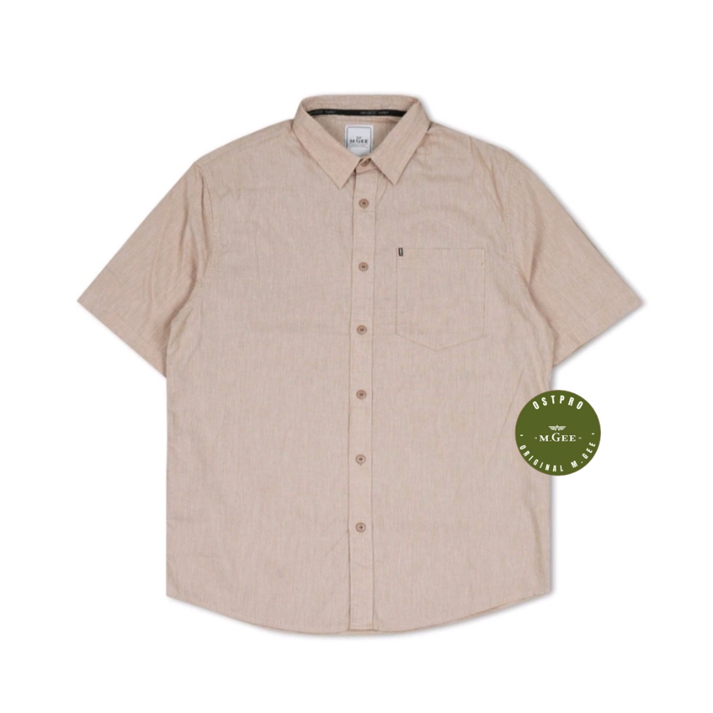 Kemeja MGEE Original - Kemeja Kasual Kerja Lengan Pendek Original MGEE Cream Alto C125