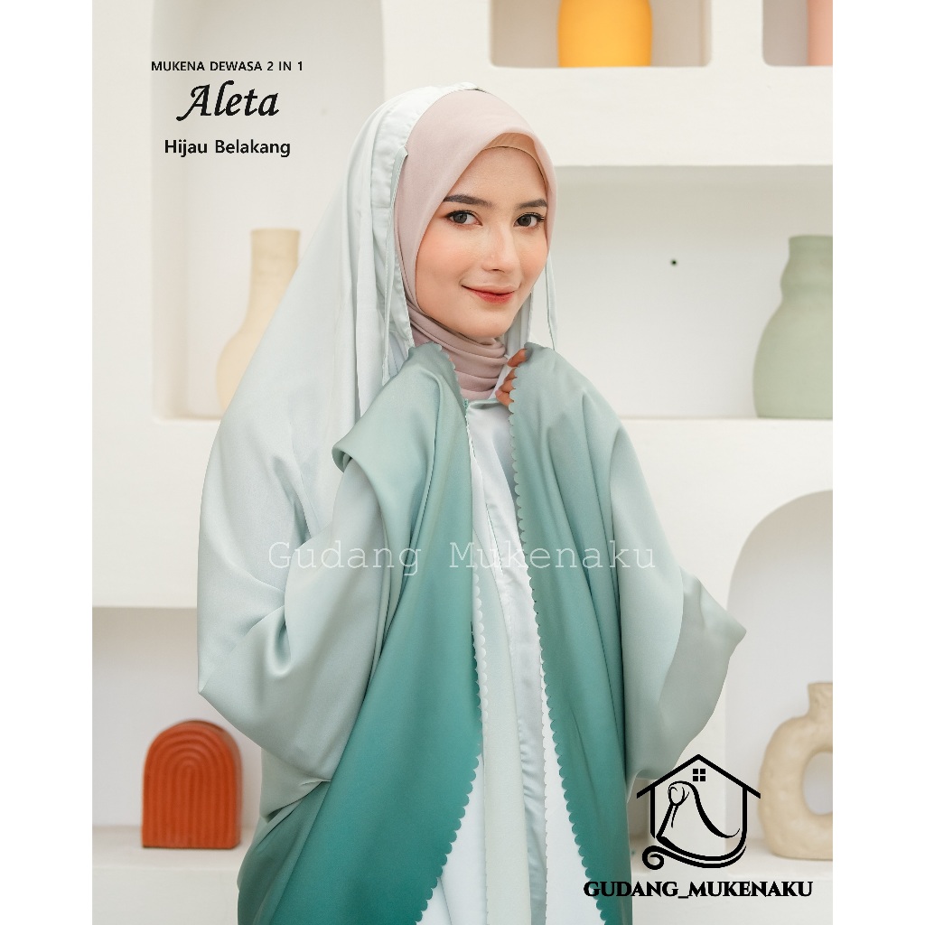 MUKENA DEWASA JUMBO ALETA BAHAN SILK GRADASI OMBRE TRAVEL 2IN1 LASER CUT MEWAH CANTIK BY GUDANG MUKE