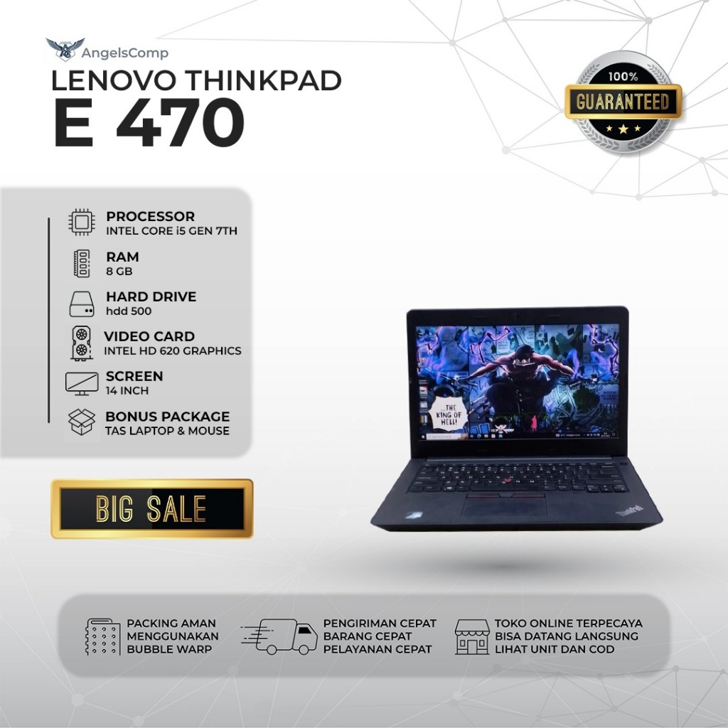 LENOVO THINKPAD E470 CORE I5 GEN 7 RAM 8 GB HDD 500 GB