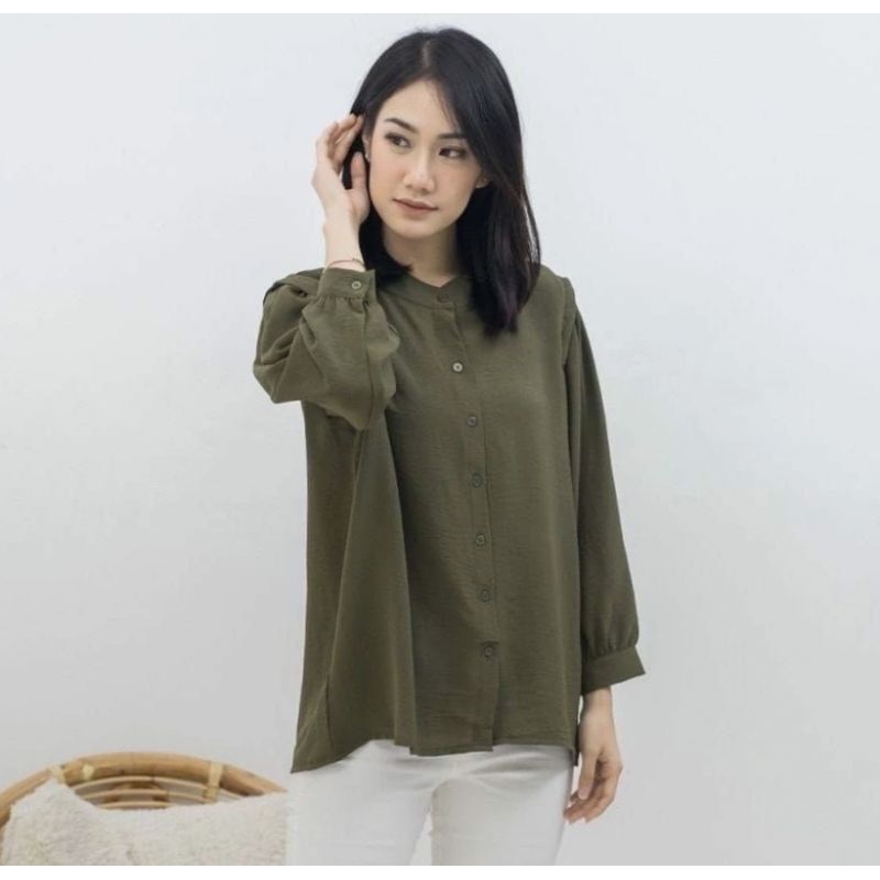 CRINKLE KEMEJA BLOUSE KEMEJA WANITA REVA BLOUSE CRINKLE SHANGHAI