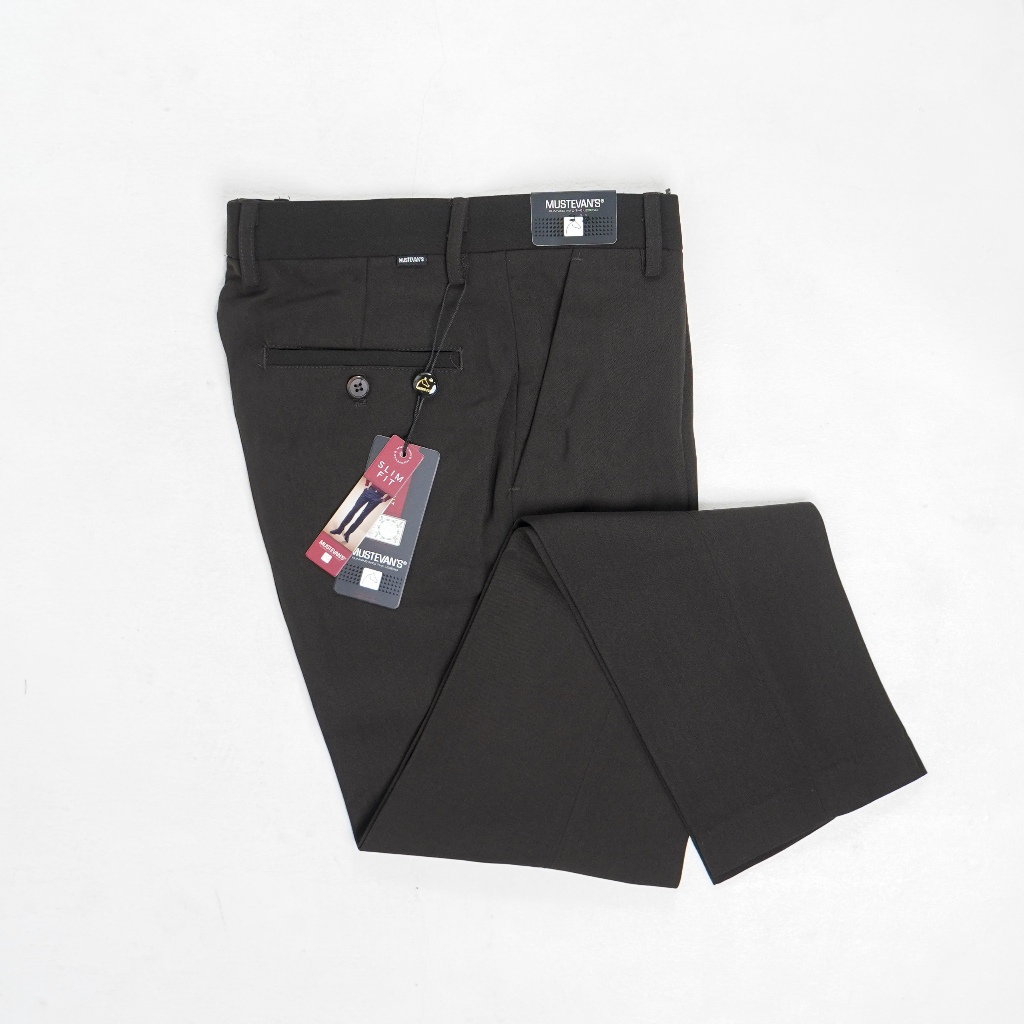 MUSTEVANS CELANA PANJANG FORMAL KERJA KANTOR SLIMFIT COKELAT PRIA - 105