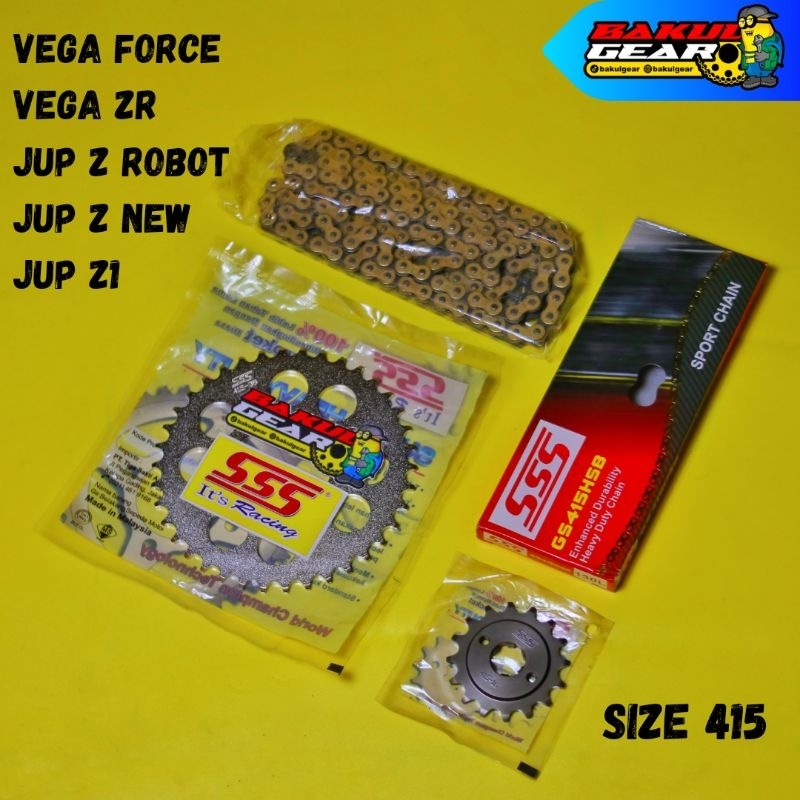 Gear set SSS 415 Jupiter Z1 / Vega ZR / Jupiter Z New Robot / Vega Force RR Rantai Gold
