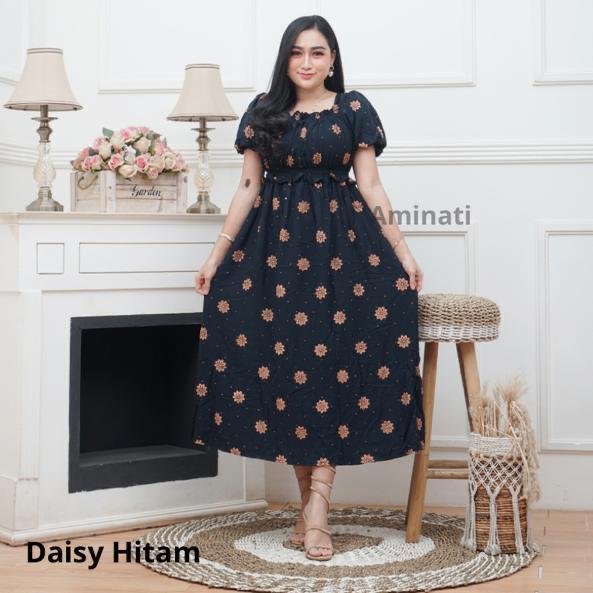 Baju Daster Wanita Piyama Motif Bunga cantik Size Jumbo Smoke Yukensi Terbaru Kekinian LD 130 LD 140