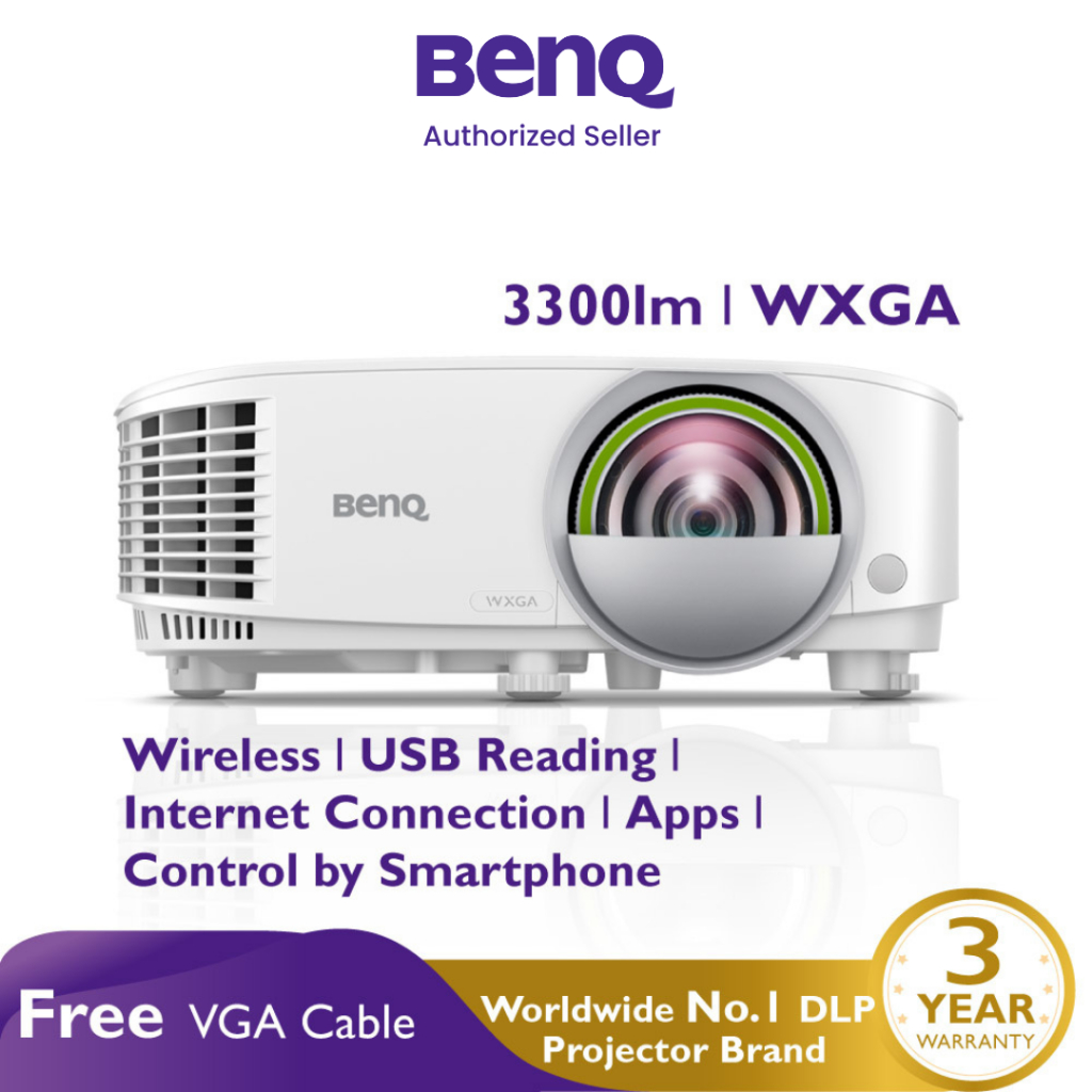 BenQ Projector Wireless EW800ST 3300lm WXGA Meeting Smart Projector Garansi Resmi
