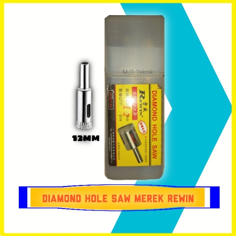 Mata Bor Kaca Keramik Granit Marmer Diamond Hole Saw Merek Rewin 12mm Asli Original