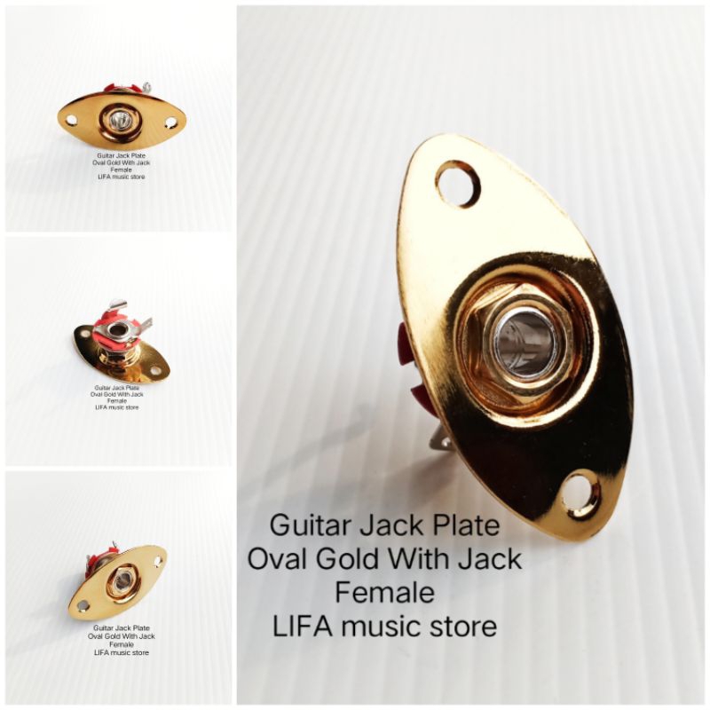 Guitar Jack Female With Plate Jack Set Gold