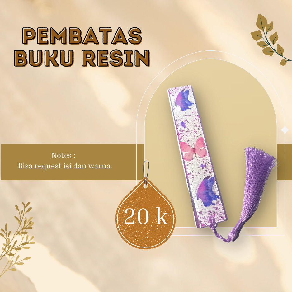 

Pembatas Buku Resin Sedang / Resin Bookmark (Custom)