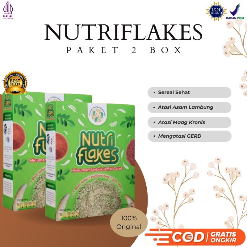 

NUTRIFLAKES (2 Box) Ori - Sereal Sehat Atasi Asam Lambung, Maag Kronis dan GERD