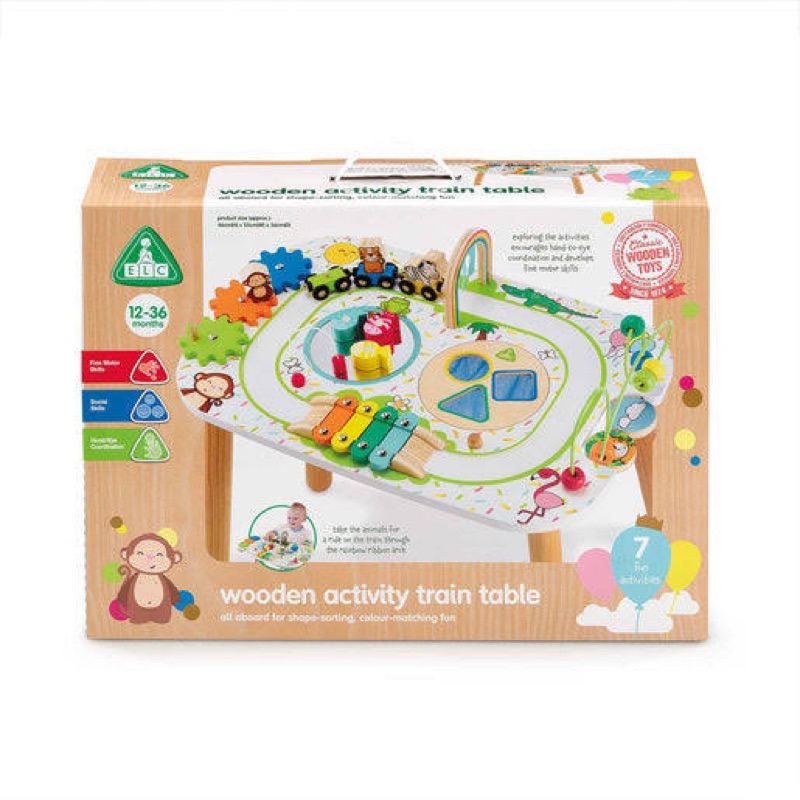 Elc wooden activity train table / mainan kereta anak