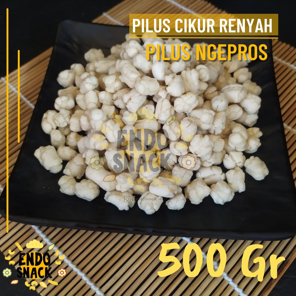 

Mega Max 500gr Pilus CIkur Renyah tidak Keras, Empuk, Ngepros Rasa CIkur Topping Baso Aci, Cuanki