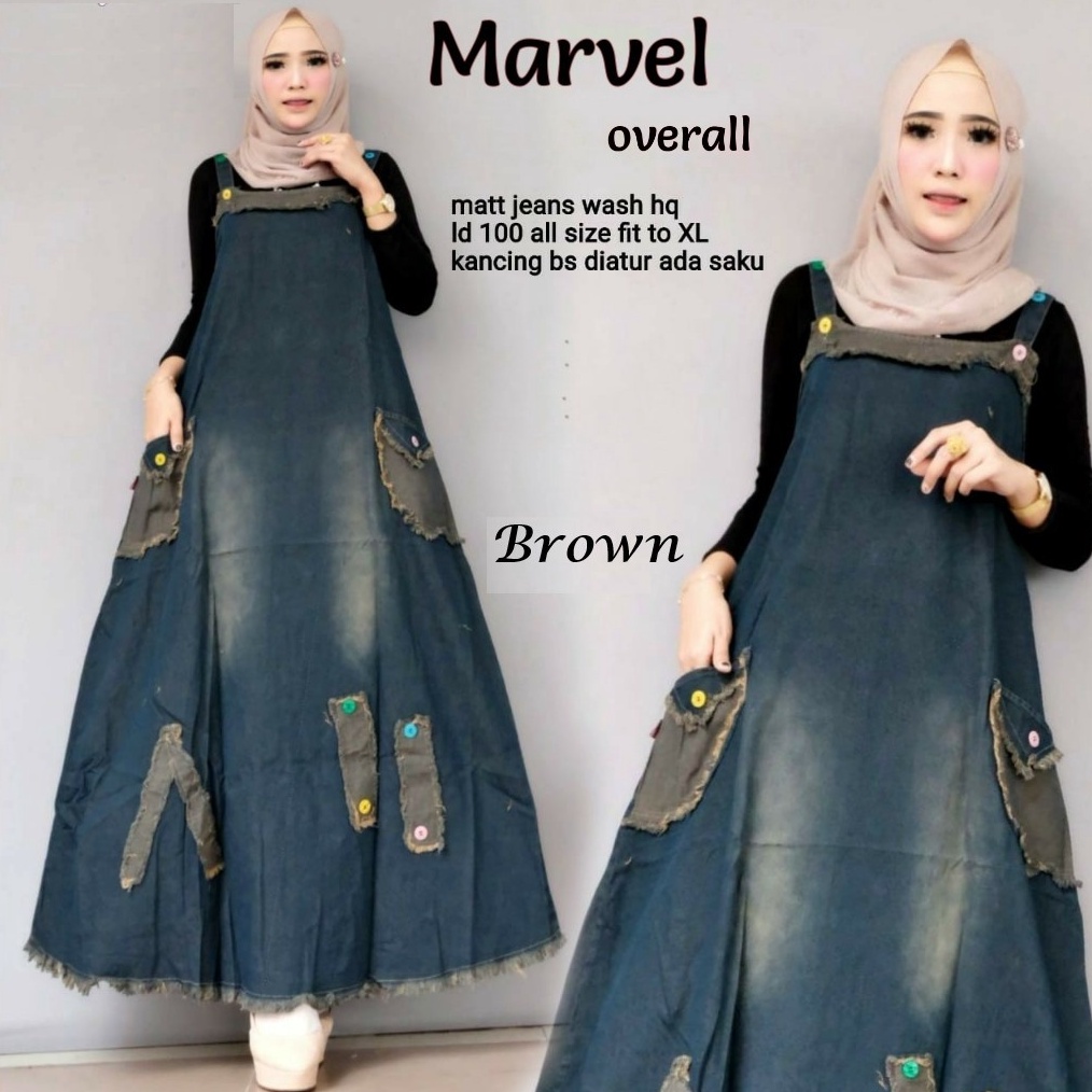Marvel overall gamis / Overall wanita terbaru / Overall jeans / Overall wanita jumbo / Jumpsuit syar