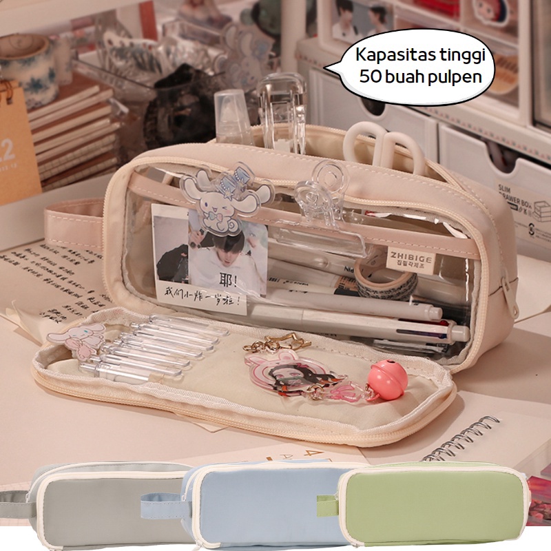 

DISKON BRANDS FESTIVAL Large Capacity Kawaii Pencil Cases flip Pencil Bag Pouch Holder Box for Girls Office Student Stationery Organizer School Supplies gas !!