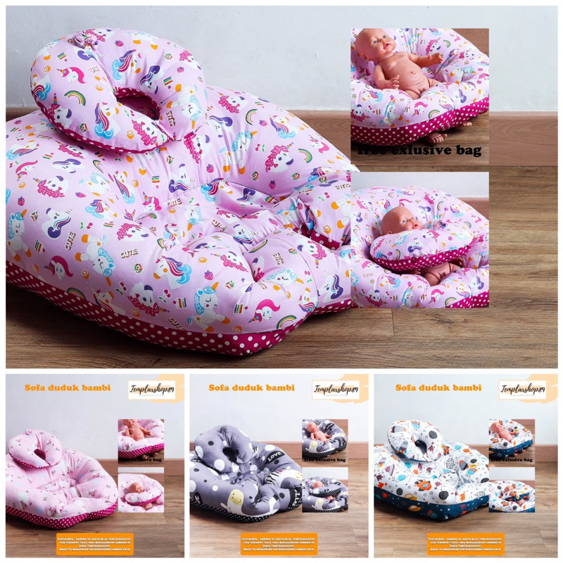 PREMIUM SOFA BAYI  BAMBI UKURAN BESAR + BANTAL DOT / SOFA BELAJAR DUDUK UNTUK 6-24 BLN