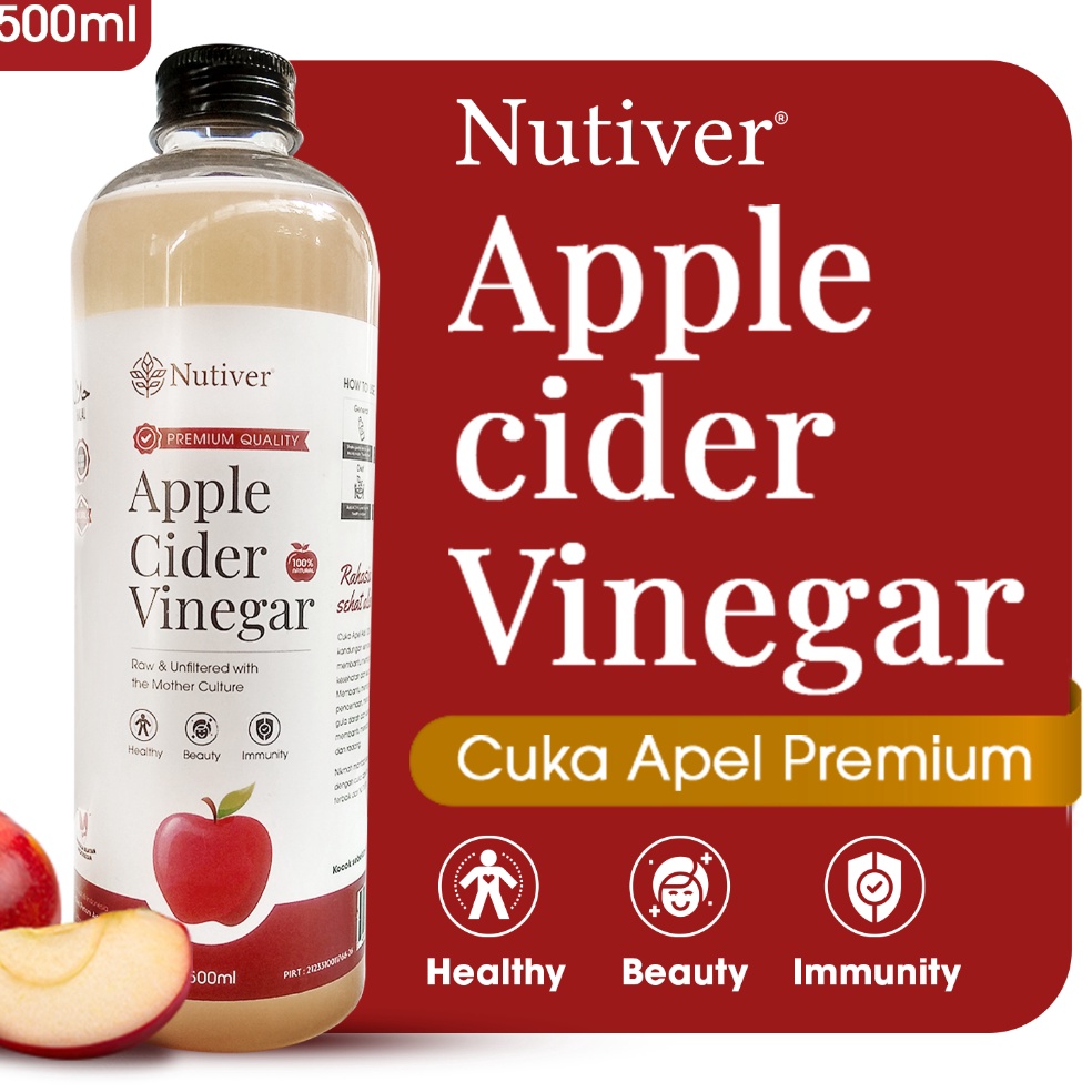 

❄️ READY STOK ❄️ Cuka Apel Organik With The Mother Nutiver 500ml / Apple Cider Vinegar / Minuman Diet dan Kesehatan