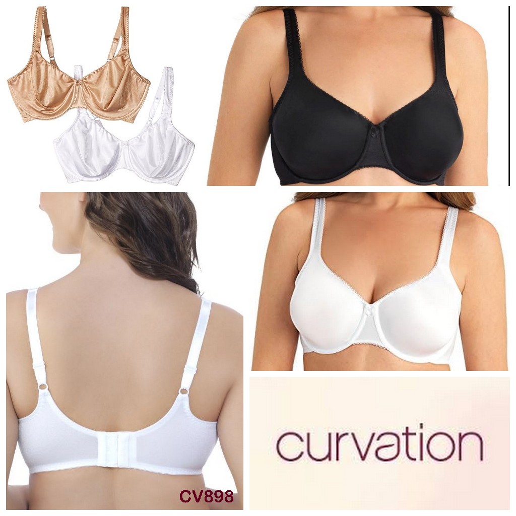 Bra Wanita Kawat Tanpa Busa Full Cup CURVATION Model Polos Big Size 38DD s/d 44D Non Padded Pakaian 