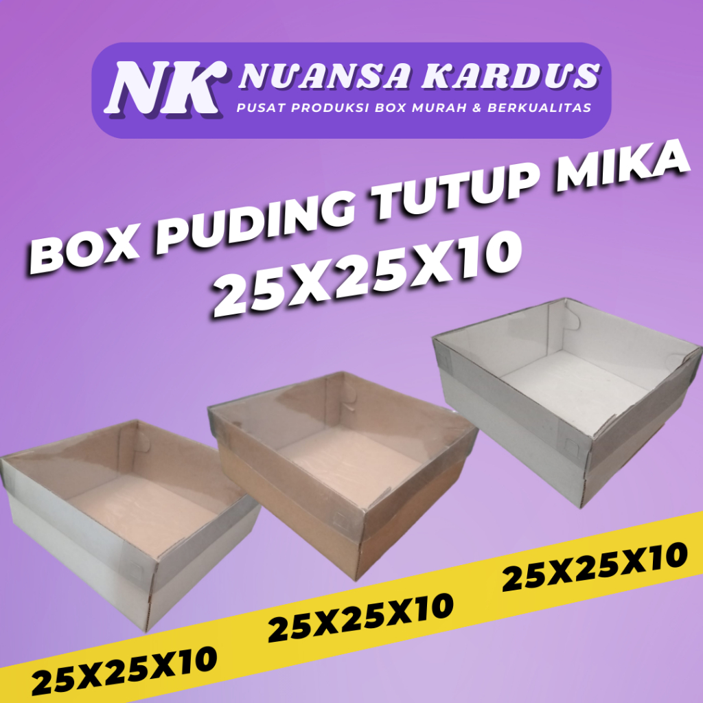 

Box Full Tutup Mika 25x25x10 cm / DIE CUT/ Box Puding Box Cake (10pcs)