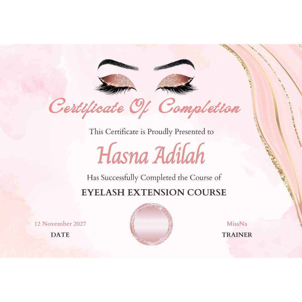 [TIDAK DICETAK]DESAIN SERTIFIKAT EYELASH LASH LIFT NAIL ART MAKEUP| JASA DESAIN SERTIFIKAT SALON KEC