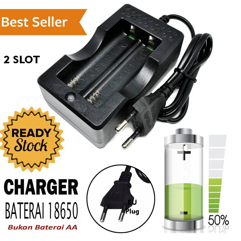 Charger Baterai 18650 Cas Dual Battery Slot A-CC-02 Rechargeable Energizer Casan Batre Besar