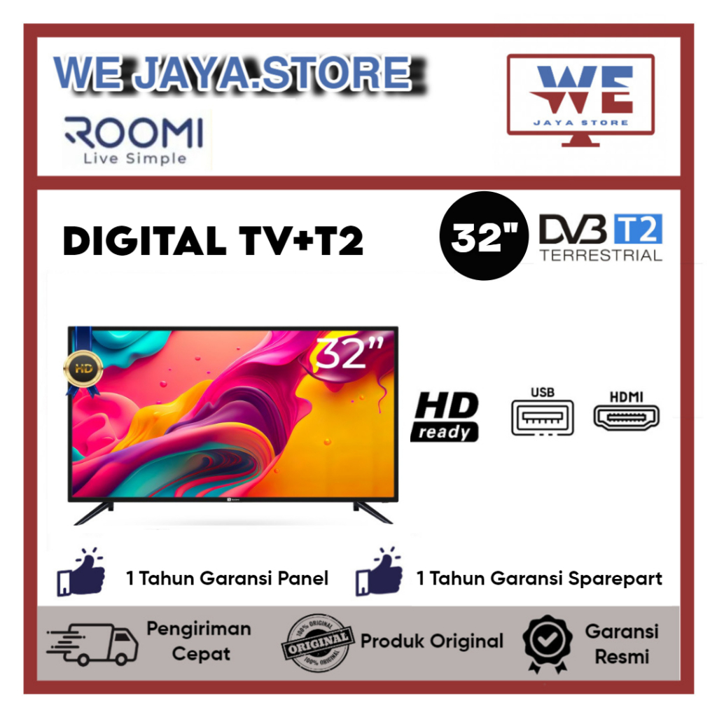 TV LED ROOMI DIGITAL TV +T2 32 INCH ROOMI TV 32"