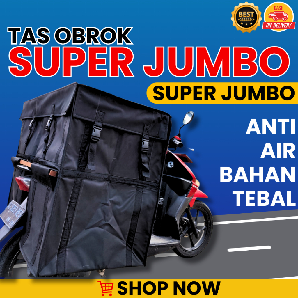 Tas belanja jumbo kanvas anti air tas motor belakang bahan premium muat 50kg/sisi siap kirim Bekasi