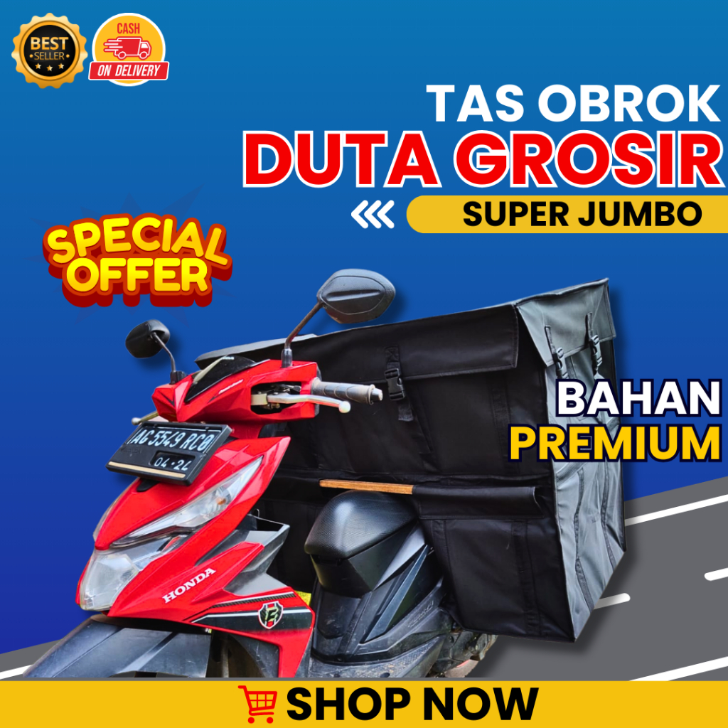 Tas obrok motor jumbo super kuat obrok kurir motor jumbo bahan anti air Madiun