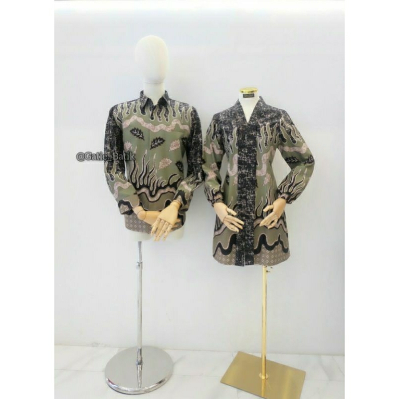 Couple Tunik Kemeja Lapisan Trikot Badan /Kemeja Batik /Tunik Batik /dress batik /Blus Batik #Batik 
