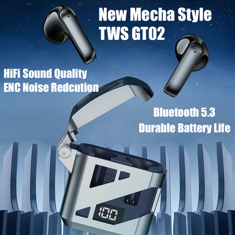 New Mechanical Lighter GT02 TWS Headset Bluetooth Earphone Wireless