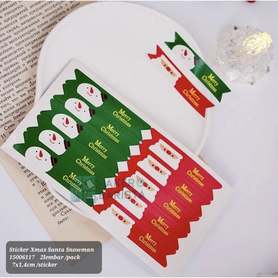 

Sticker xmas santa snowman christmas stiker tempelan toples box kue