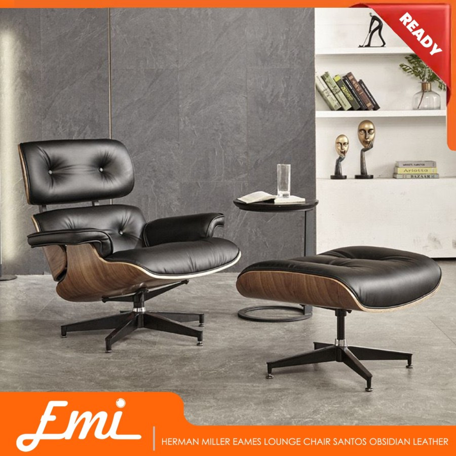 Herman Miller Eames Lounge Chair Santos Chair Tall Obsidian Leather Kursi Mewah