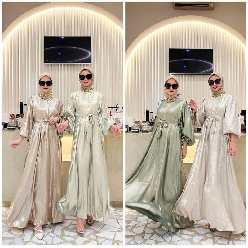 Gamis Inara Dress Wanita Bahan Shimmer Silk Premium