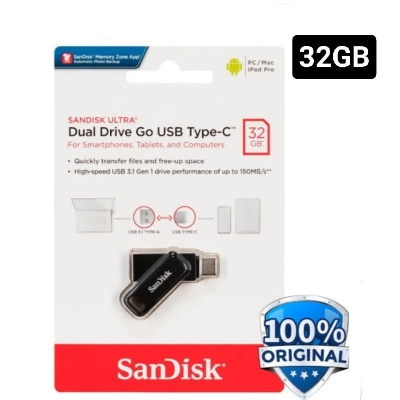 Flashdisk OTG Type C 32GB Sandisk Dual USB C 32 GB Flash Disk
