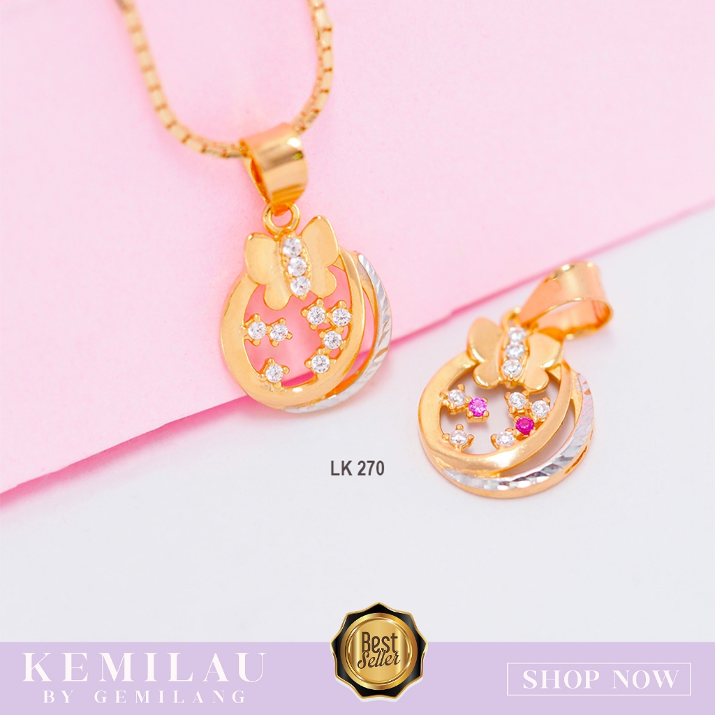 LIONTIN EMAS ASLI MOTIF KUPU-KUPU LUCU KADAR 6K (300) DAN 8K (375) KODE LTK 270 KEMILAU FASHION