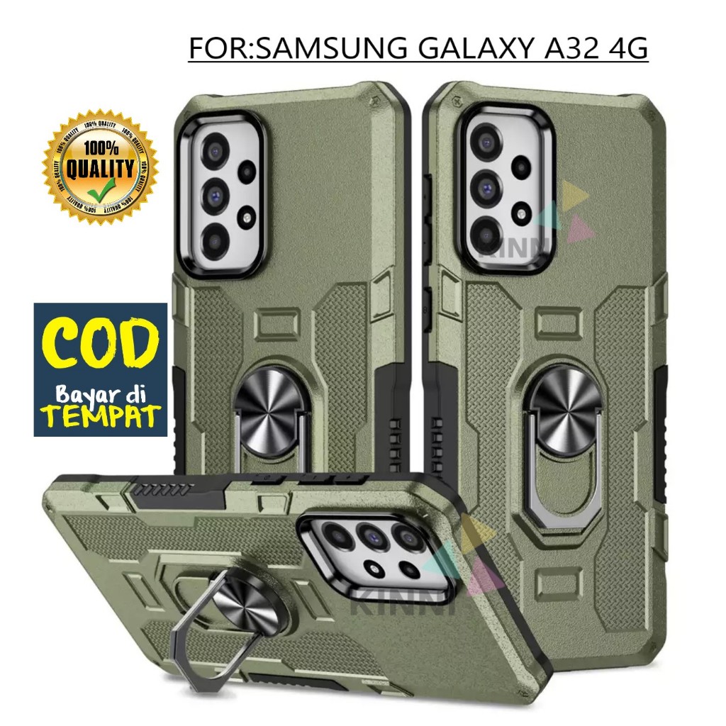 Casing Samsung Galaxy A32 4G Hard Case Ring Armor Robot Case Kickstand Hybrid/Ring Holder
