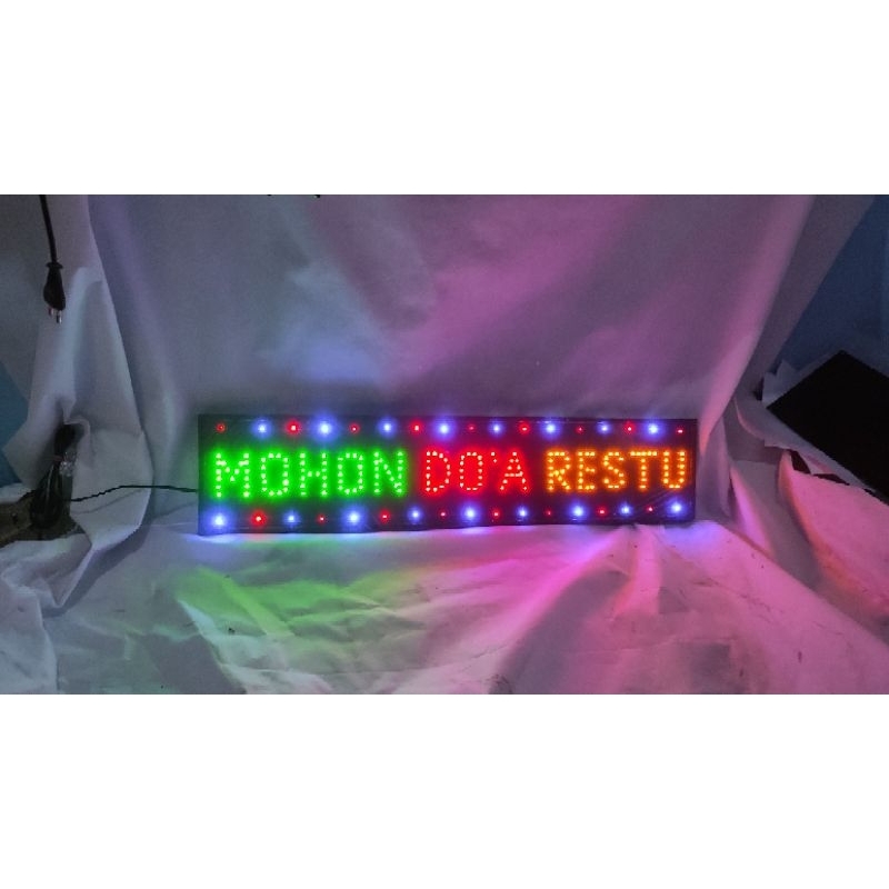 papan lampu LED Tulisan MOHON DOA RESTU 80x20
