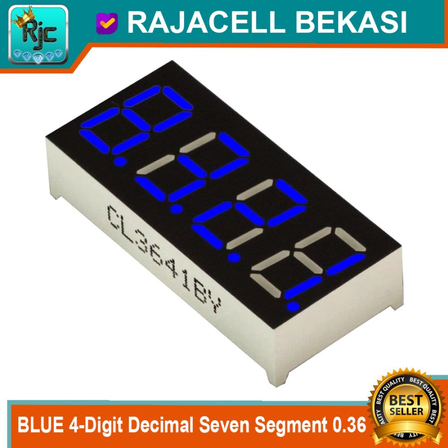 BLUE 4-Digit Decimal Seven Segment 0.36" Common Anode LED Segmen Biru