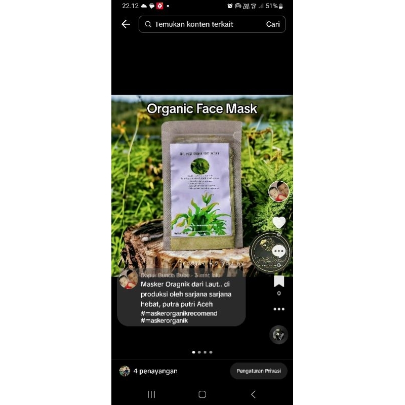 masker selada laut/ masker homemade organik