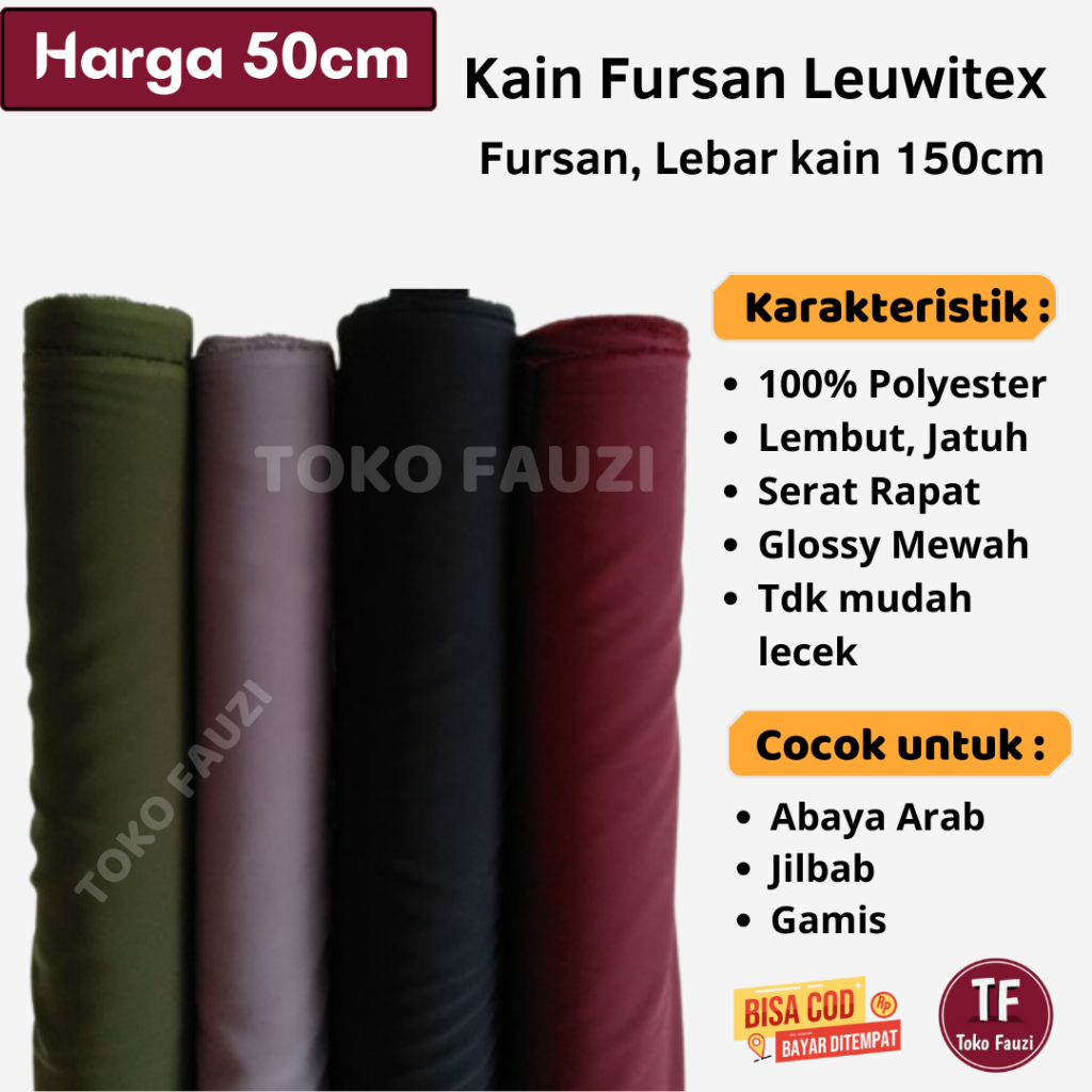 50cm Kain Fursan Arab / Fursan Leuwitex Bahan Abaya, Jilbab, Gamis