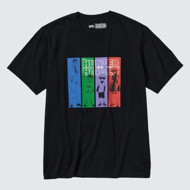 UNIQLO Men UT T-Shirt Kaos Pria Grafis Hunter x Hunter Lengan Pendek Black