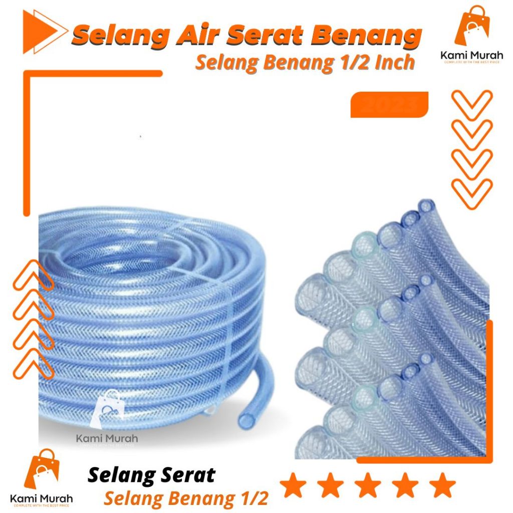 Selang Air Irigasi Taman Serat Benang 1/2 Inch Premium Transparant