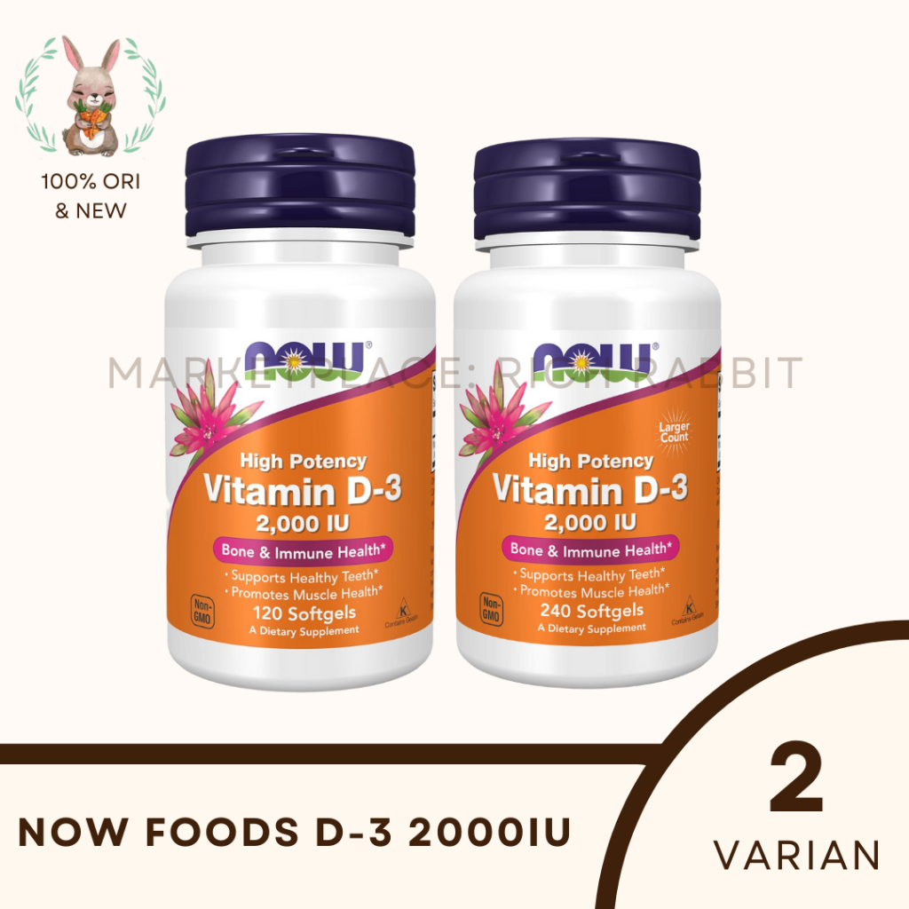Now Foods D3 2000 iu USA Suplemen Vitamin Booster Imunitas Daya Tahan