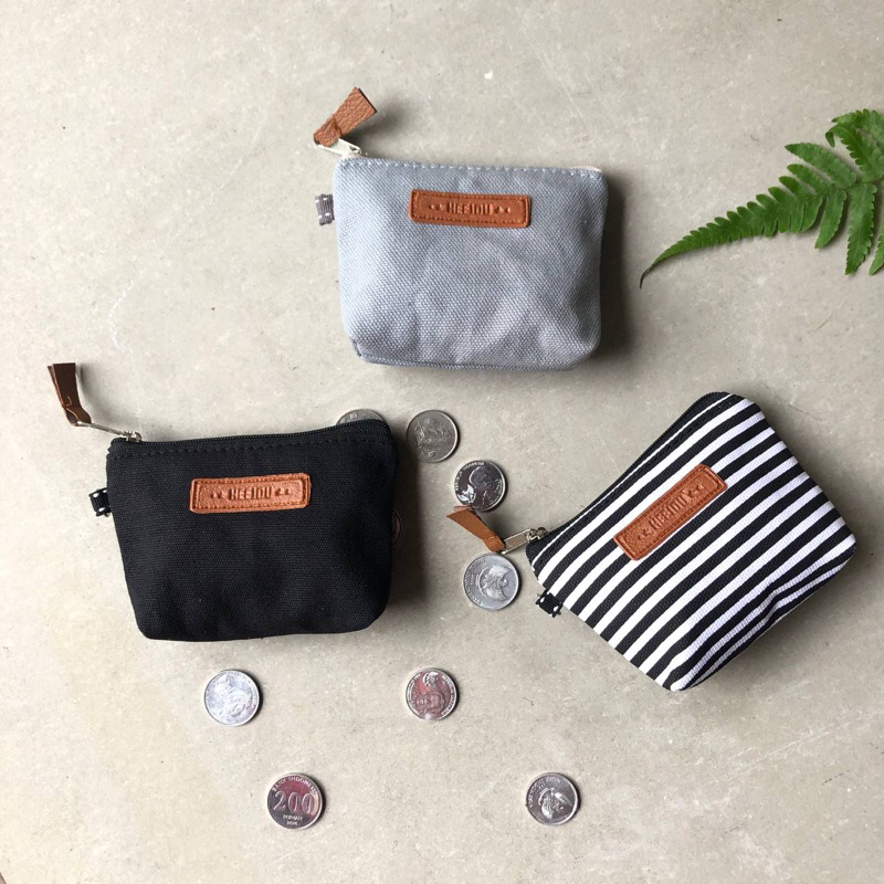Dompet koin mini Pouch coin kartu receh kain kanvas aesthetic resleting Hyva Heejou