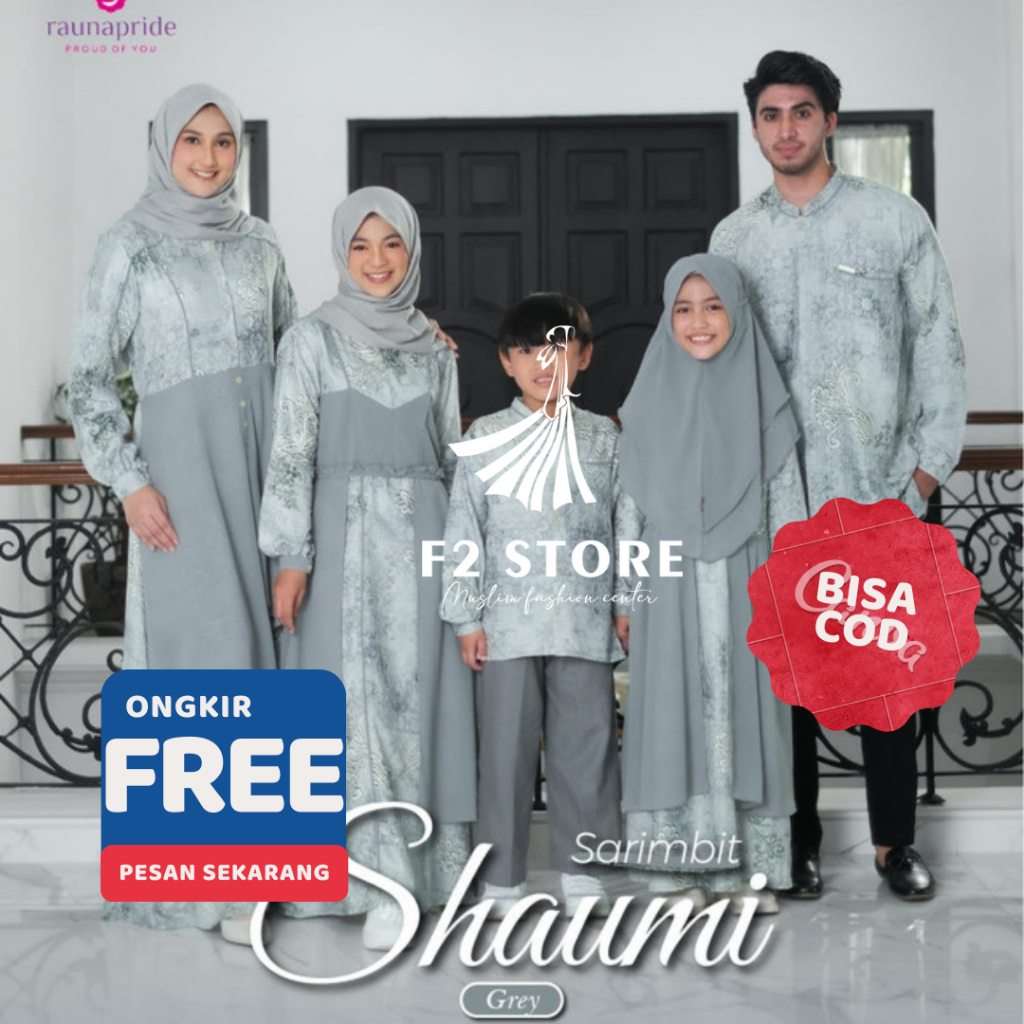 BUSANA MUSLIM SARIMBIT COUPLE RAUNA ORIGINAL - SHAUMI GREY ORIGINAL