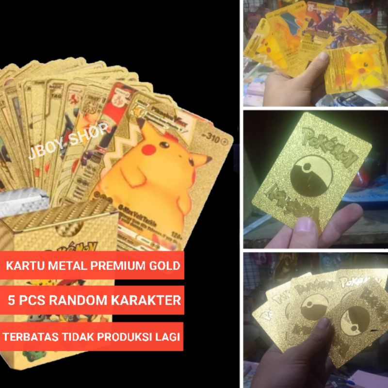 5 PCS KARTU METAL EMAS PREMIUM POKEMON / GOLD CARD POKEMON CHARIZARD / KARTU POKEMON / KARTU