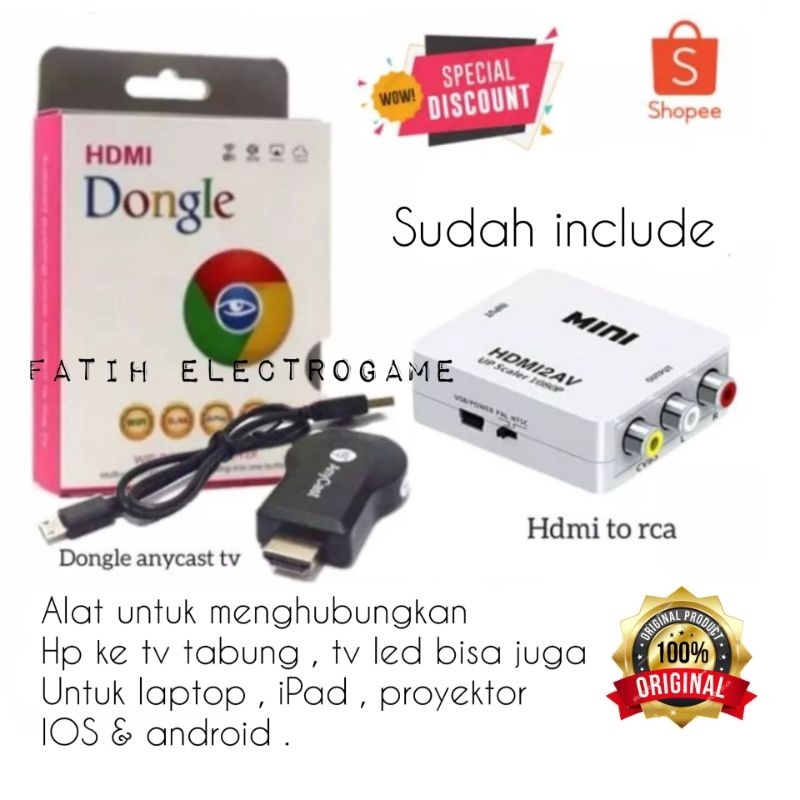 COD ANYCAST DONGLE SCREEN MIRRORING HP KE TV / SATU PAKET ALAT UNTUK MENYAMBUNGKAN PENGHUBUNG PENYAM